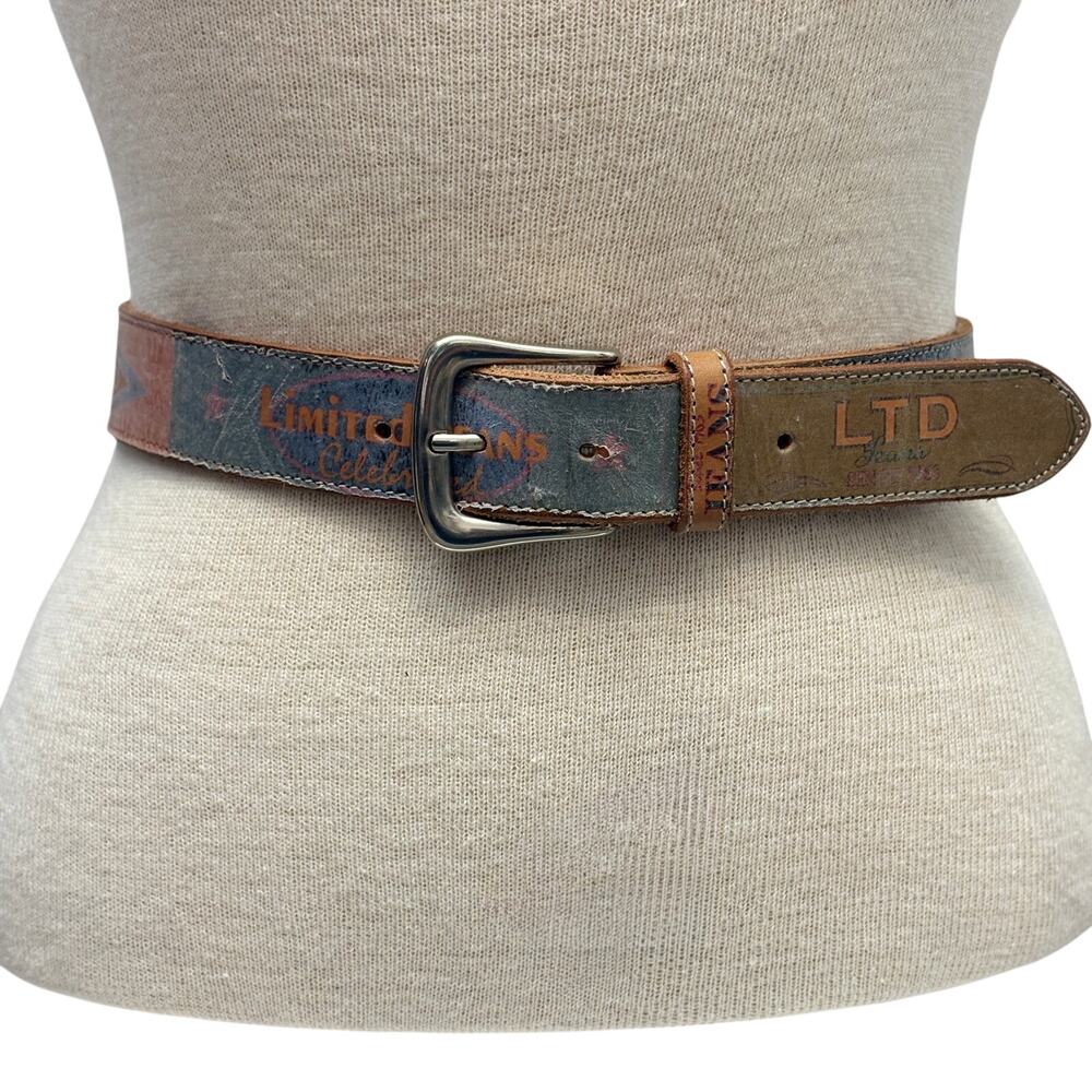 Vintage 90s The Limited Jeans Graphic Leather Belt S
